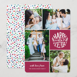 Festividades Cartão de Ano Novo de Foto Collage 4 | Magenta