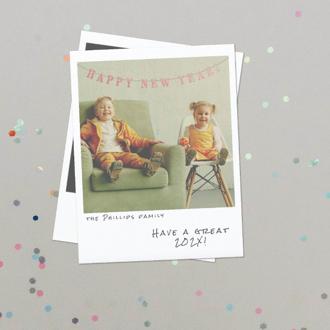 Festividades Cartão de Ano Novo de Foto Instantânea Nostálgica (Criador carregado)
