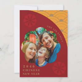 Festividades Cartão de Ano Novo de Foto Vermelho Chinês Vermelh