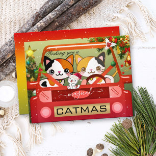 Festividades Cartão de Ano Novo de Gato Engraçado Colorido