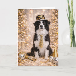 Festividades Cartão de Ano Novo do Border Collie – Feliz Ano No