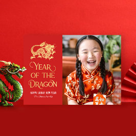 Festividades Cartão de Ano Novo do Dragão Chinês