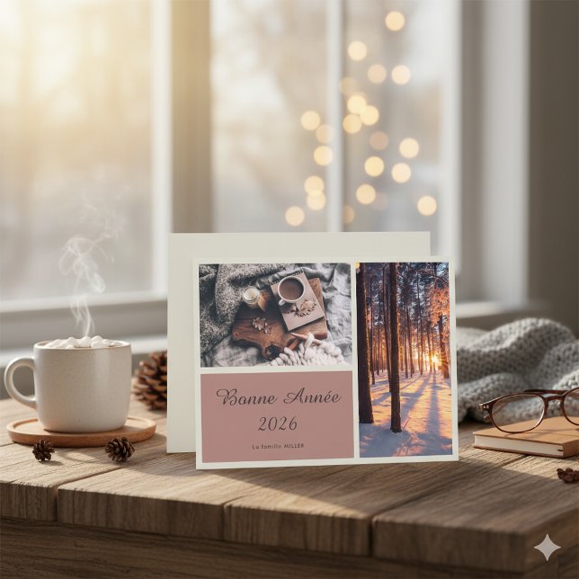 Festividades Cartão de Ano Novo Elegante Bonne Année 2026 (Criador carregado)