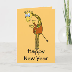 Festividades Cartão de Ano Novo "girafa engraçada" desenho anim