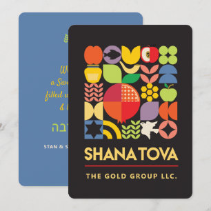 Festividades Cartão de Ano Novo Judaico Moderno Rosh Hashanah