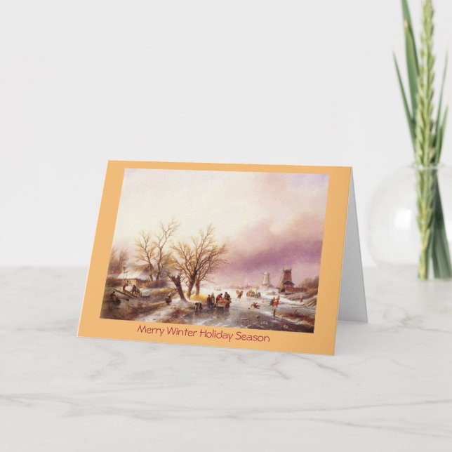 Festividades Cartão de Ano Novo para a paisagem tradicional de  (Frente)