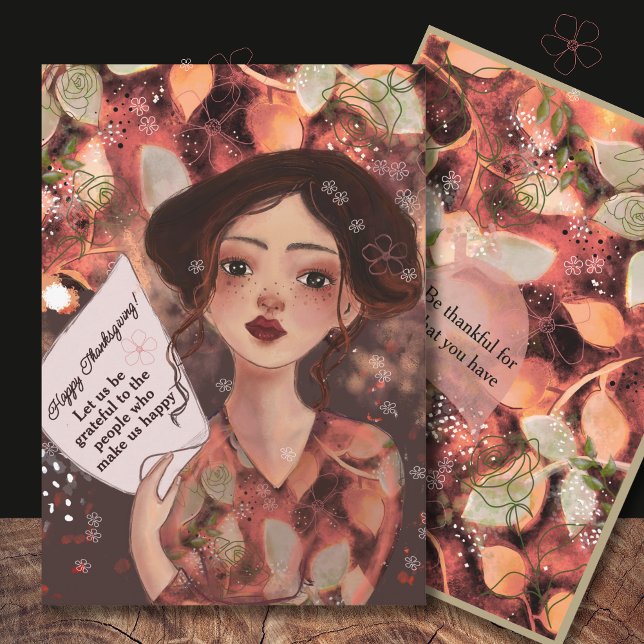 Festividades Cartão de Apreciação de Ação de Graças de Aquarela (Unique Watercolor Thanksgiving Appreciation Card)