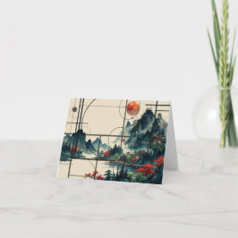 Festividades Cartão de Aquarela Geométrica Chinesa
