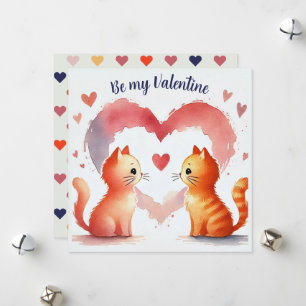 Festividades Cartão de Aquarela "Seja Meu Namorado" Gatos Laran
