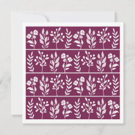 Festividades Cartão de Arte Botânica com Listras Florais Roxo B