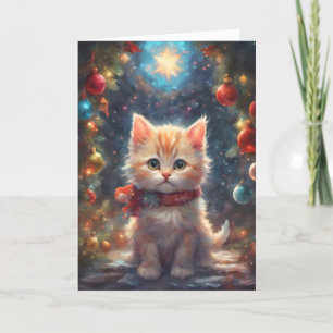 Festividades Cartão de Arte de Kitten de Natal precioso