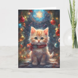 Festividades Cartão de Arte de Kitten de Natal precioso