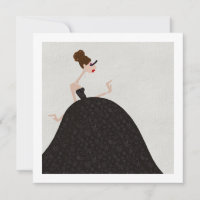 Cartão de Arte de Moda Glam com Vestido Preto de F
