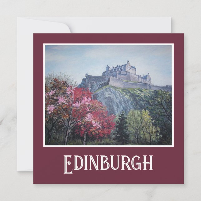 Festividades Cartão de arte fino do Castelo Edinburgh por Pola. (Frente)