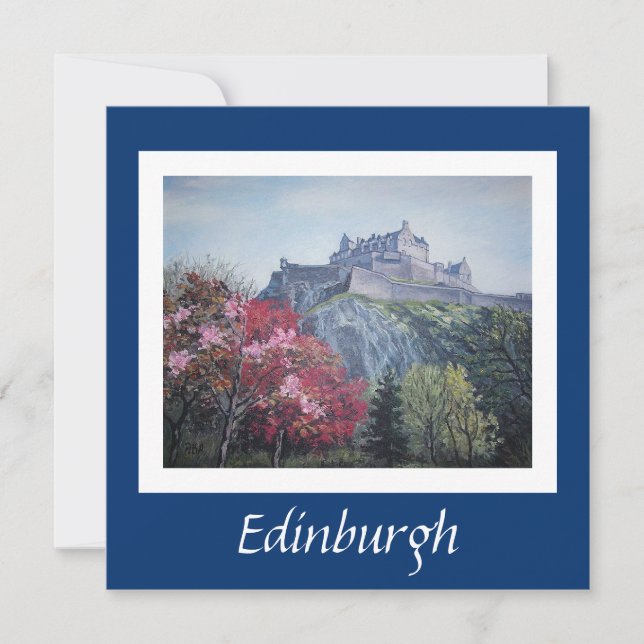 Festividades Cartão de arte fino do Castelo Edinburgh por Pola. (Frente)