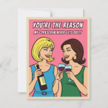 Cartão de Arte Pop de Humor de Vinho Vintage Retrô