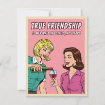 Cartão de arte pop de vinho com humor retrô engraç