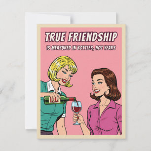 Festividades Cartão de arte pop de vinho com humor retrô engraç