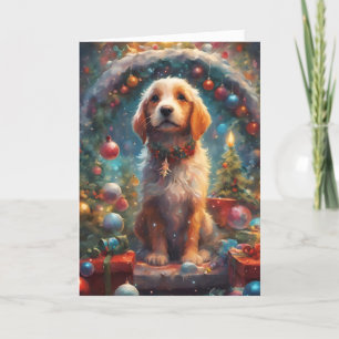 Festividades Cartão de Arte Puppy de Natal precioso