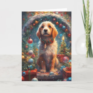 Festividades Cartão de Arte Puppy de Natal precioso