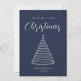 Festividades Cartão de árvore de Natal azul elegante brilhante