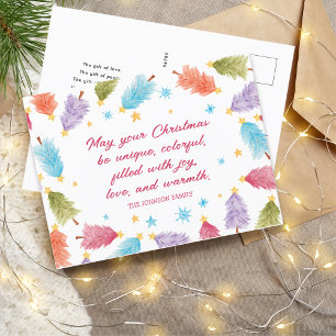 Festividades Cartão de Árvore de Natal Colorido   Cartão postal