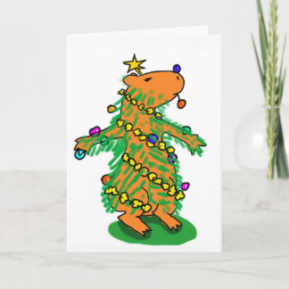 Festividades Cartão de árvore de Natal de Capybara