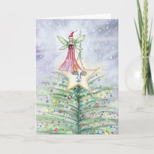 Festividades Cartão de árvore de Natal de fada (Frente)