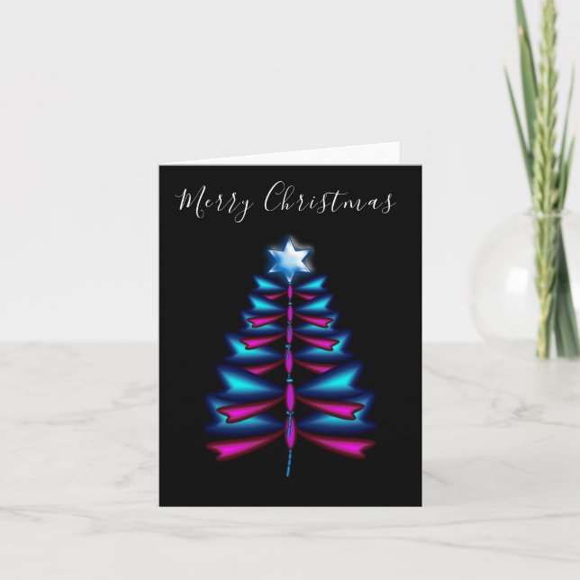 Festividades Cartão de árvore de Natal Dragonfly (Frente)