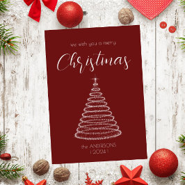 Festividades cartão de árvore de Natal elegante burgundy brilha