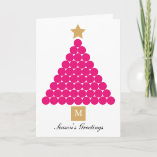 Festividades Cartão de Árvore de Natal Moderno Monograma - Rosa