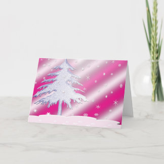 Festividades Cartão de Árvore de Natal rosa e roxo