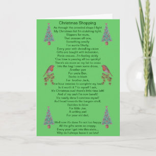 Festividades cartão de árvore de poema de natal humorístico rob