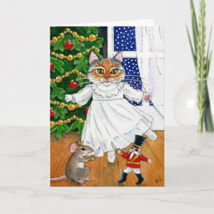 Festividades Cartão de Balé de Natal de Gato Engraçado