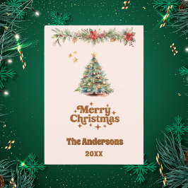 Festividades Cartão de bege de creme de árvore de Natal Merry