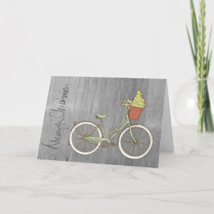 Festividades Cartão de bicicleta de natal de Cinza simples e do