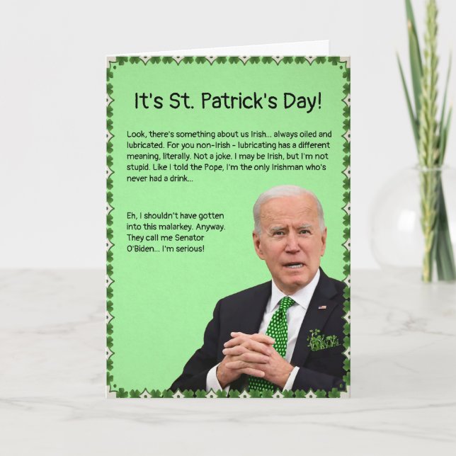 Festividades Cartão de Biden do Dia de Patrick (Frente)