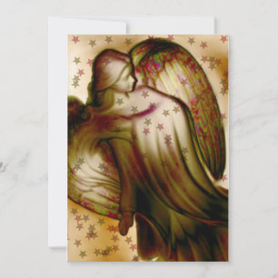 Festividades Cartão de Boas Festas Anjo Dourado Com Estrelas