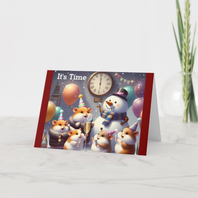 Festividades Cartão de Boas Festas Ano Novo Feliz do Hamster (Frente)