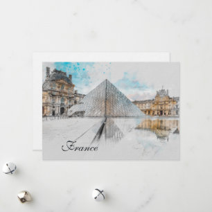 Festividades Cartão de Boas Festas Aquarela Louvre – Elegante