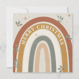 Festividades Cartão de Boas Festas Boho Arco-íris de Natal