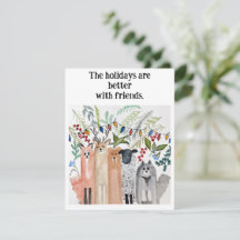 Cartão de Boas Festas com Aquarela