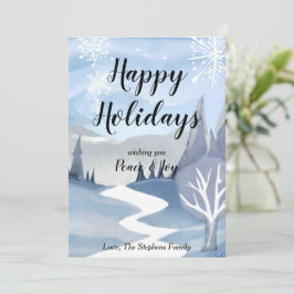 Festividades Cartão de Boas Festas com Aquarela de Paisagem de 