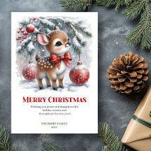 Cartão de Boas Festas com Cervo Bebê Digital Flore