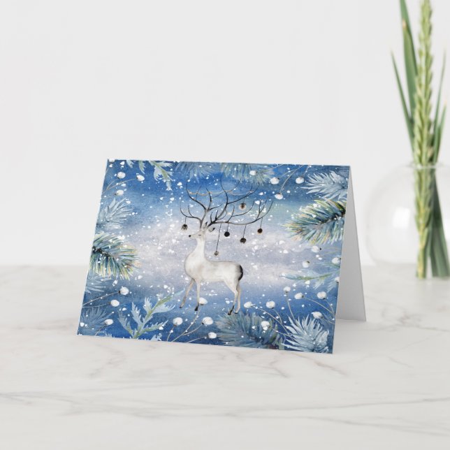 Festividades Cartão de Boas Festas com Cervo Majestoso (Frente)