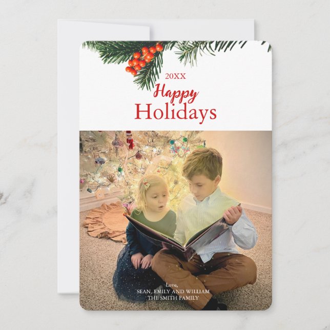 Festividades Cartão de Boas Festas com Coroa Tradicional (Frente)