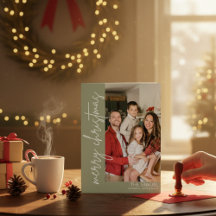 Cartão de Boas Festas com Foto da Família com Letr
