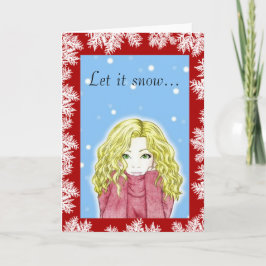 Festividades Cartão de Boas Festas da Menina da Neve