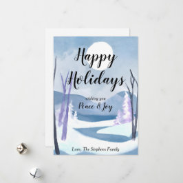 Festividades Cartão de Boas Festas de Aguarela do Inverno Mágic