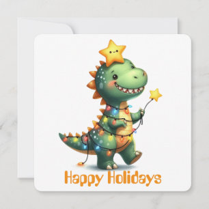 Festividades Cartão de Boas Festas de Dinossauro Engraçado